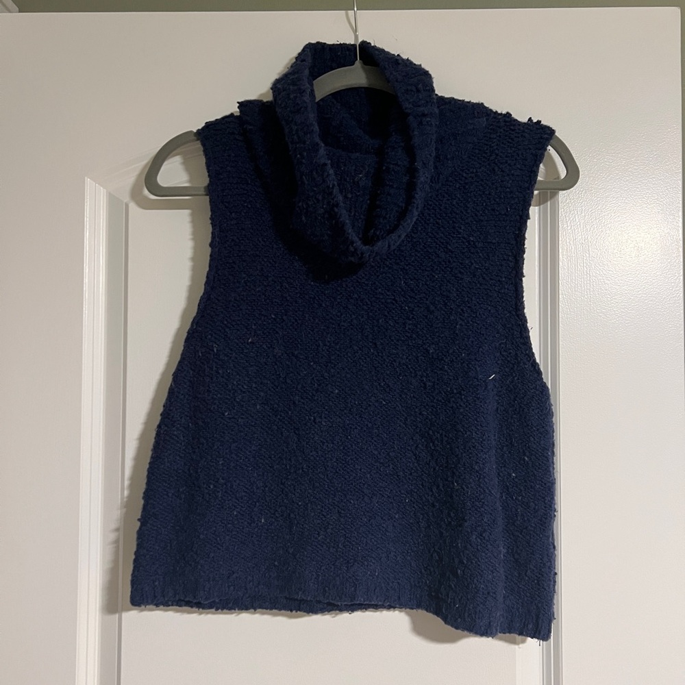 Free People Dark Blue Cowl Neck Sweater